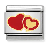 Nomination Composable Classic Link 030253/29 Red and Gold Hearts in 18K Gold & Enamel